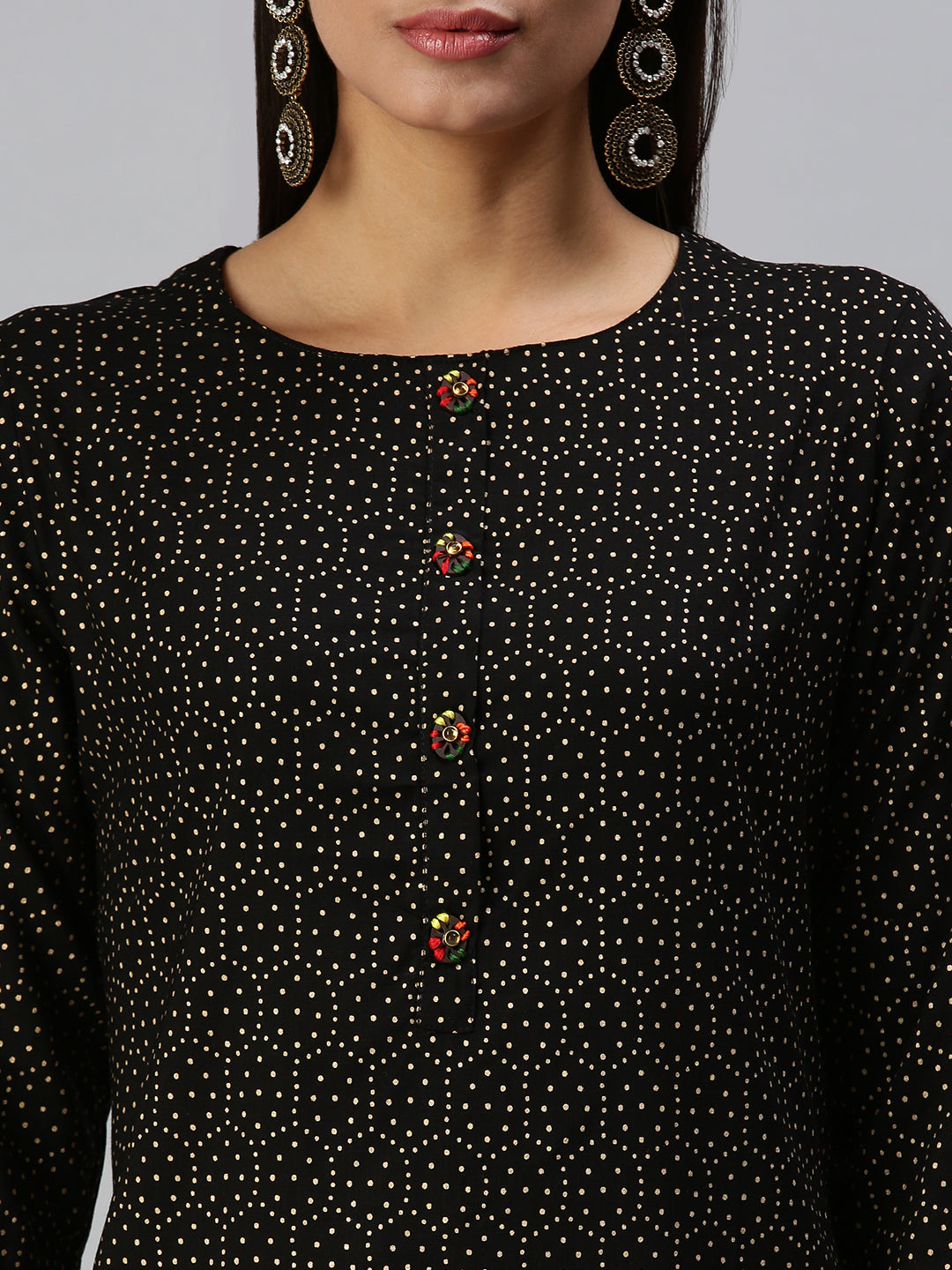 Women's Black Printed Straight Kurta