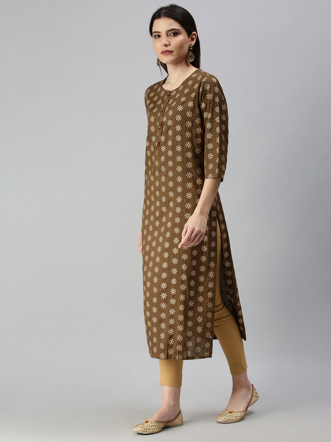 Women's Green Printed Straight Kurta