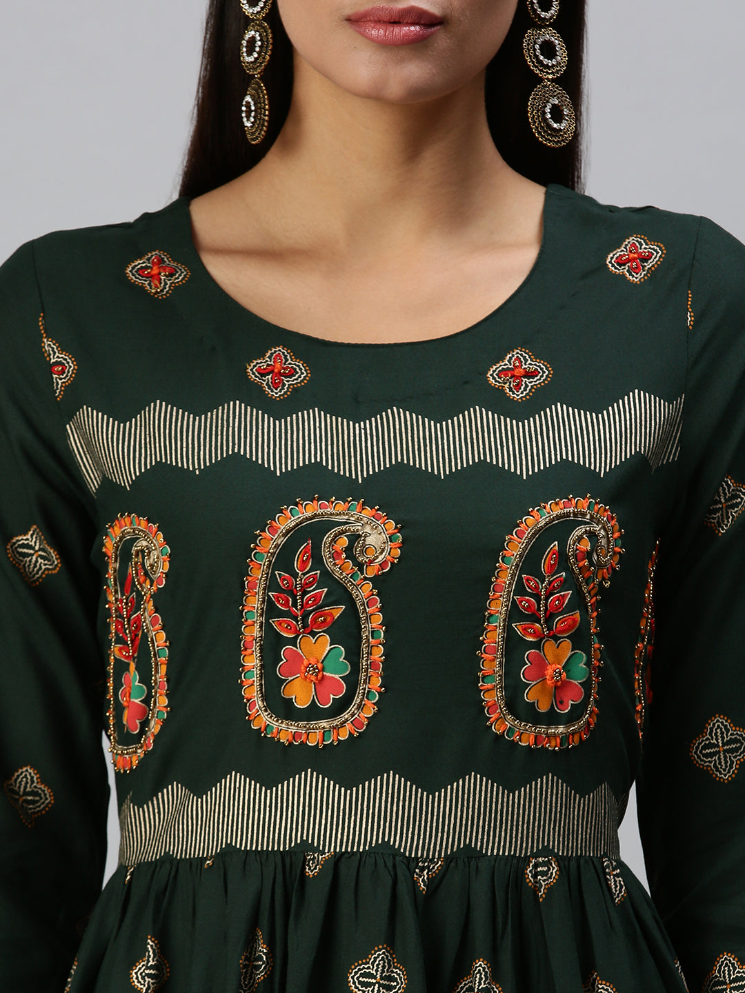 Women's Green Printed Straight Kurta