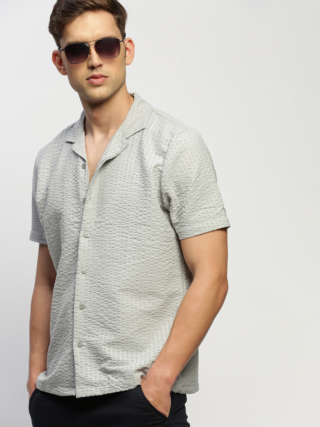 Men Grey Solid Shirt