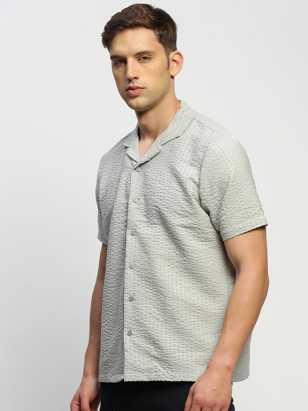 Men Grey Solid Shirt