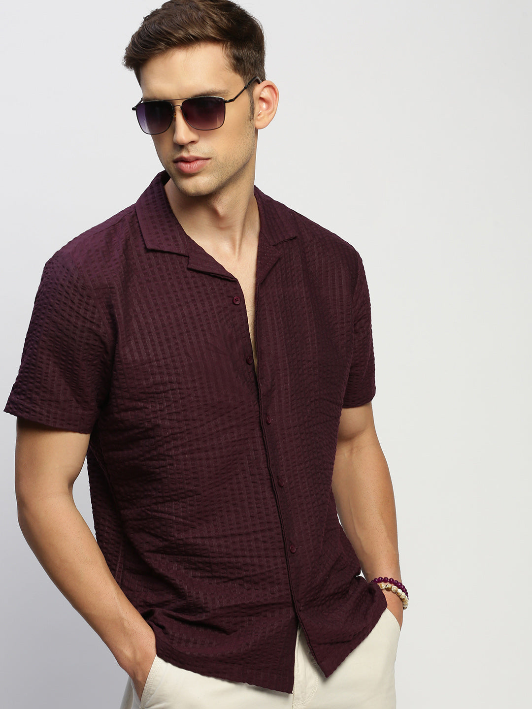 Men's Purple Solid Shirt