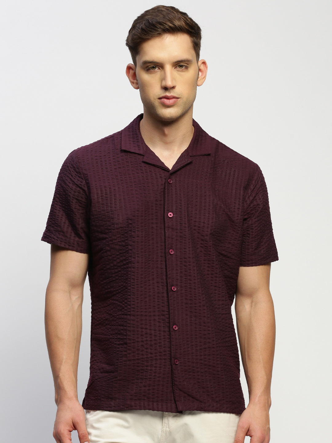 Men's Purple Solid Shirt