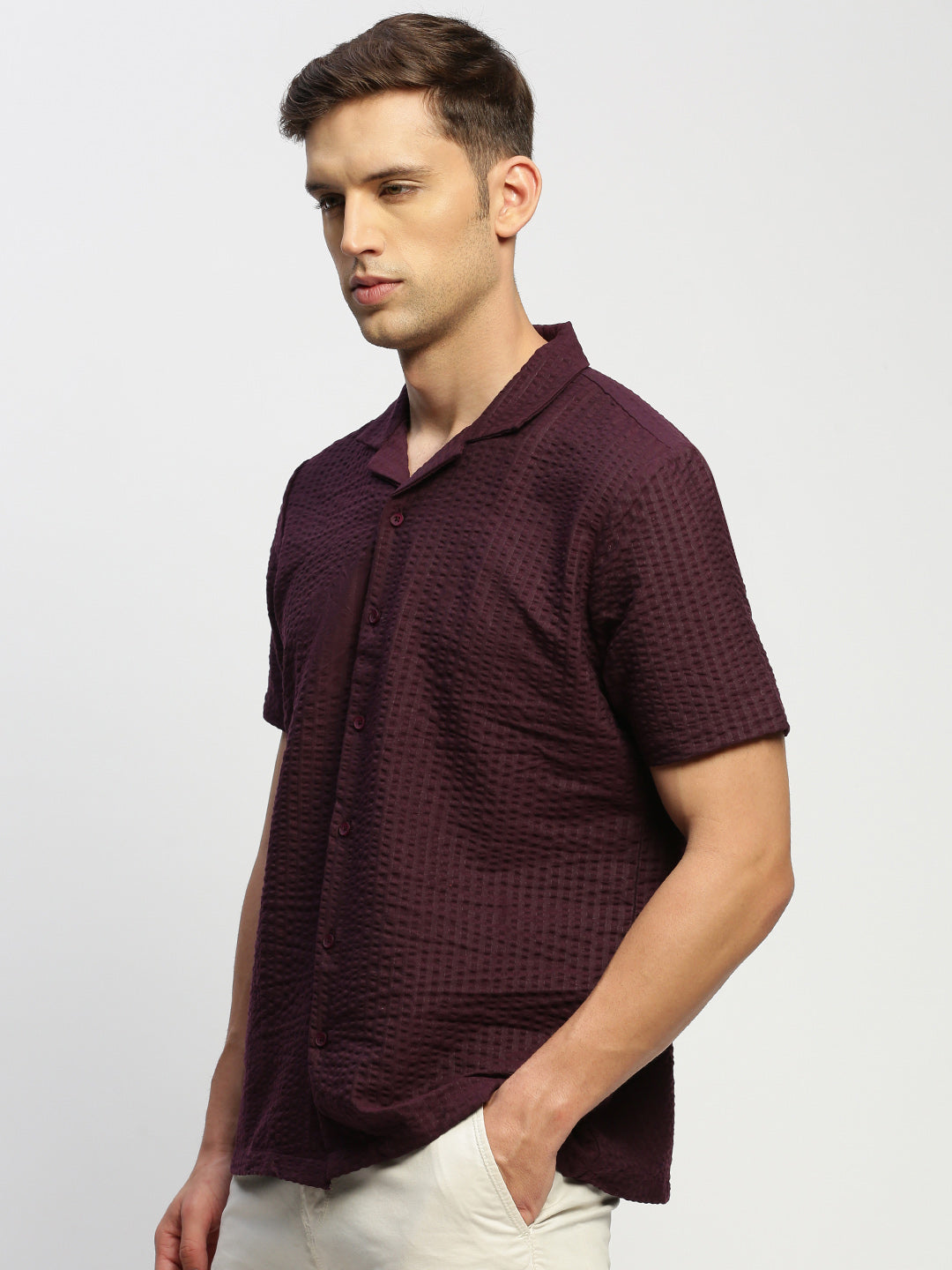 Men's Purple Solid Shirt