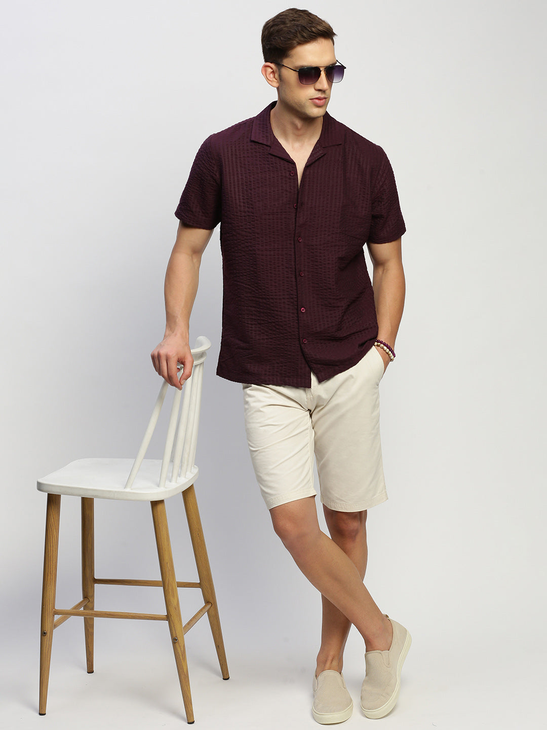 Men's Purple Solid Shirt