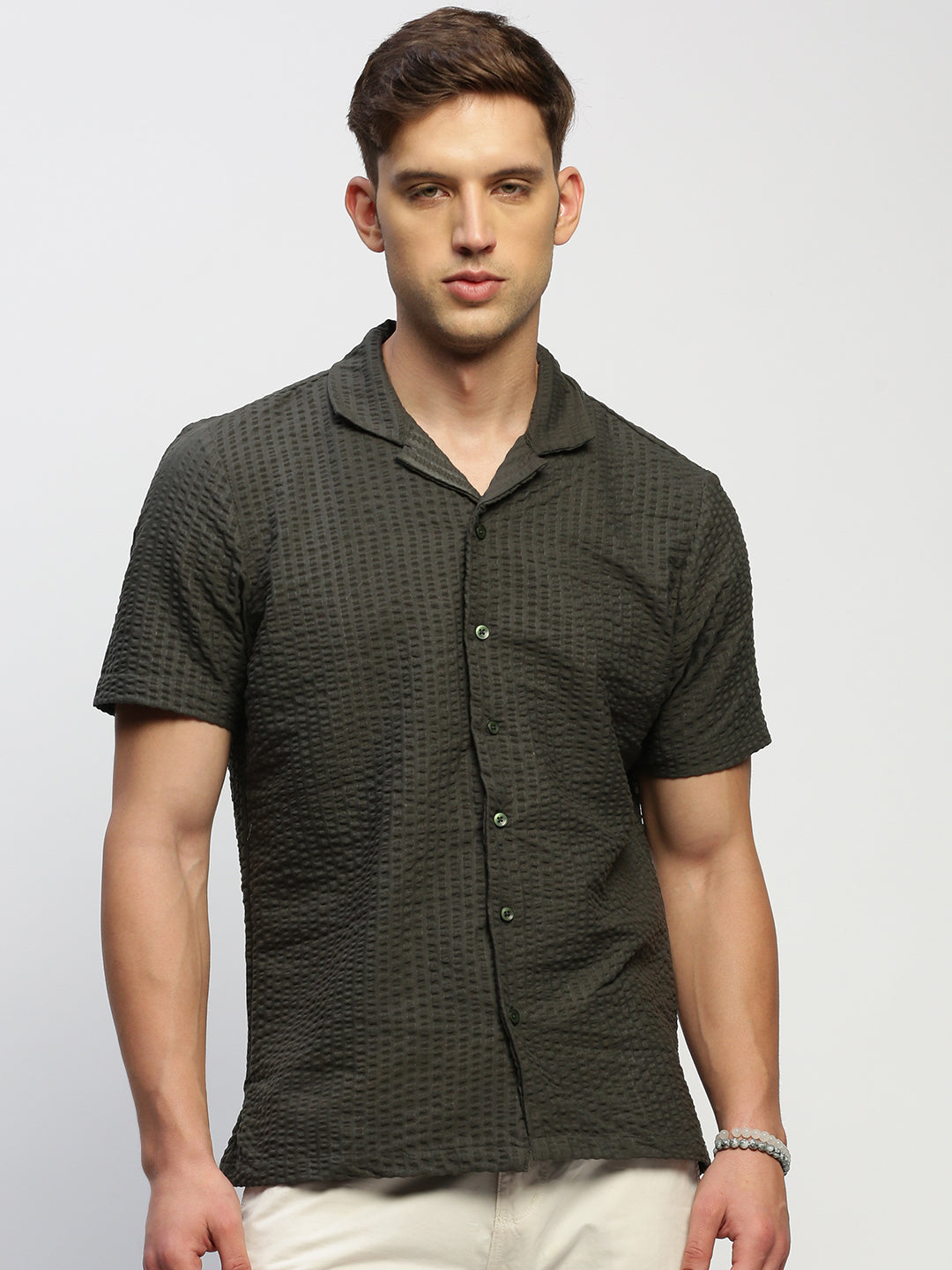 Men Green Solid Shirt