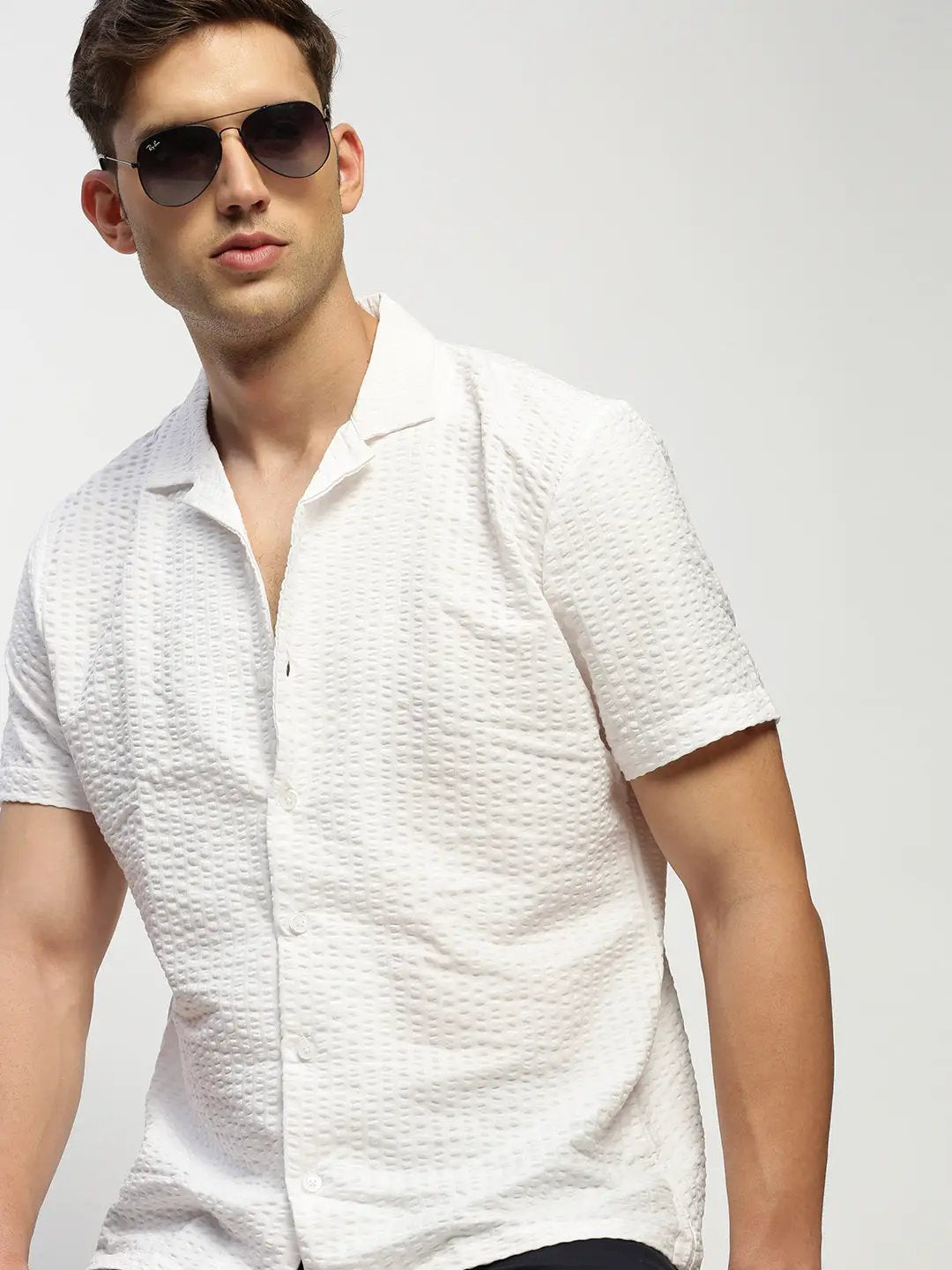 Men's White Solid Shirt