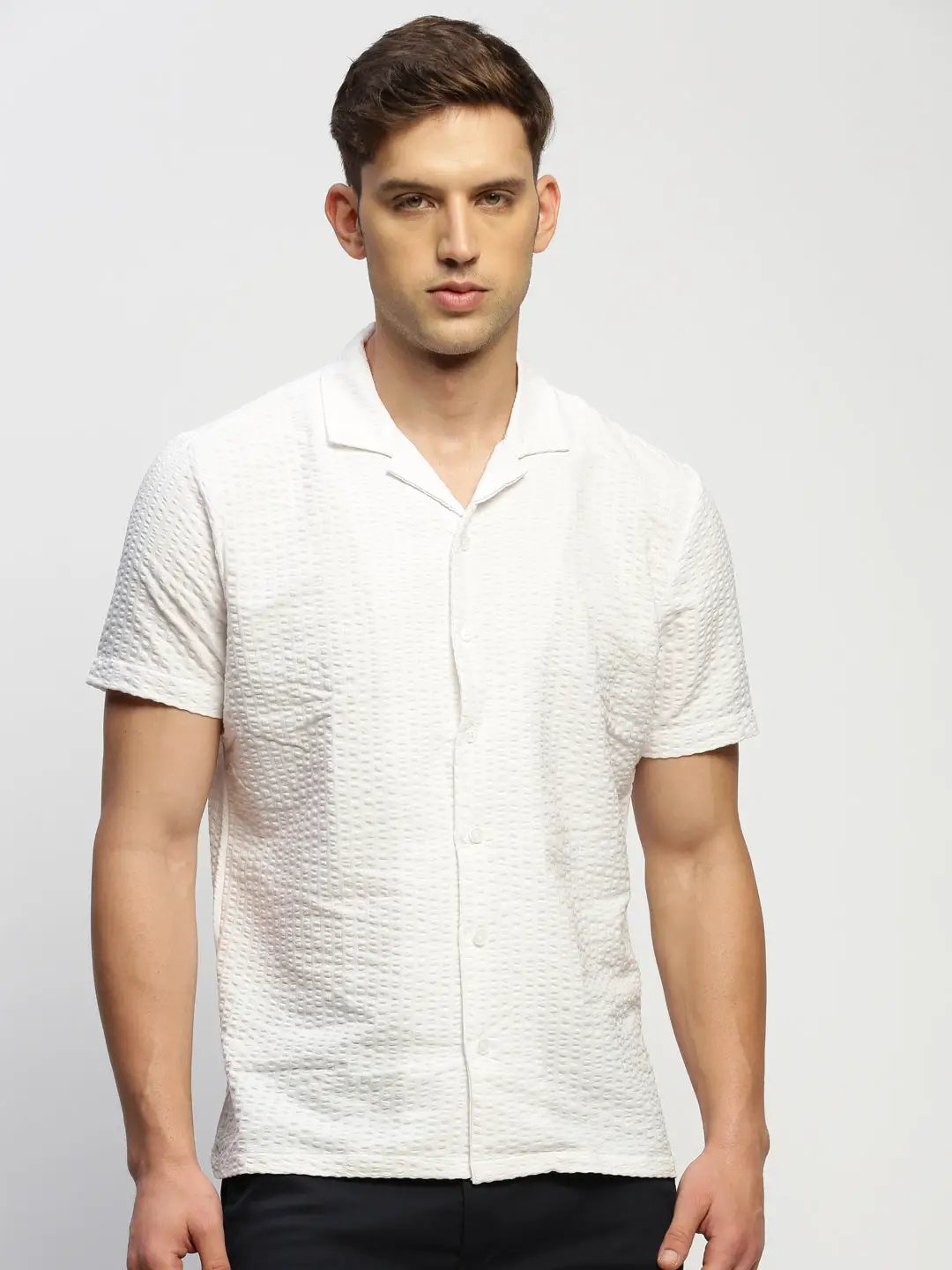Men's White Solid Shirt