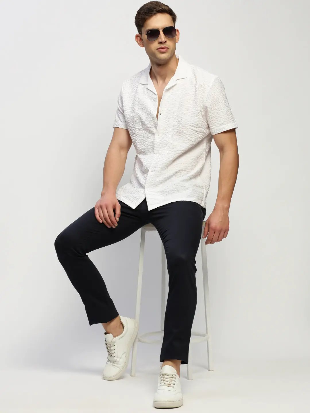 Men's White Solid Shirt