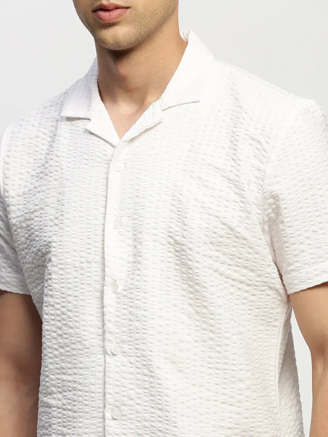 Men's White Solid Shirt