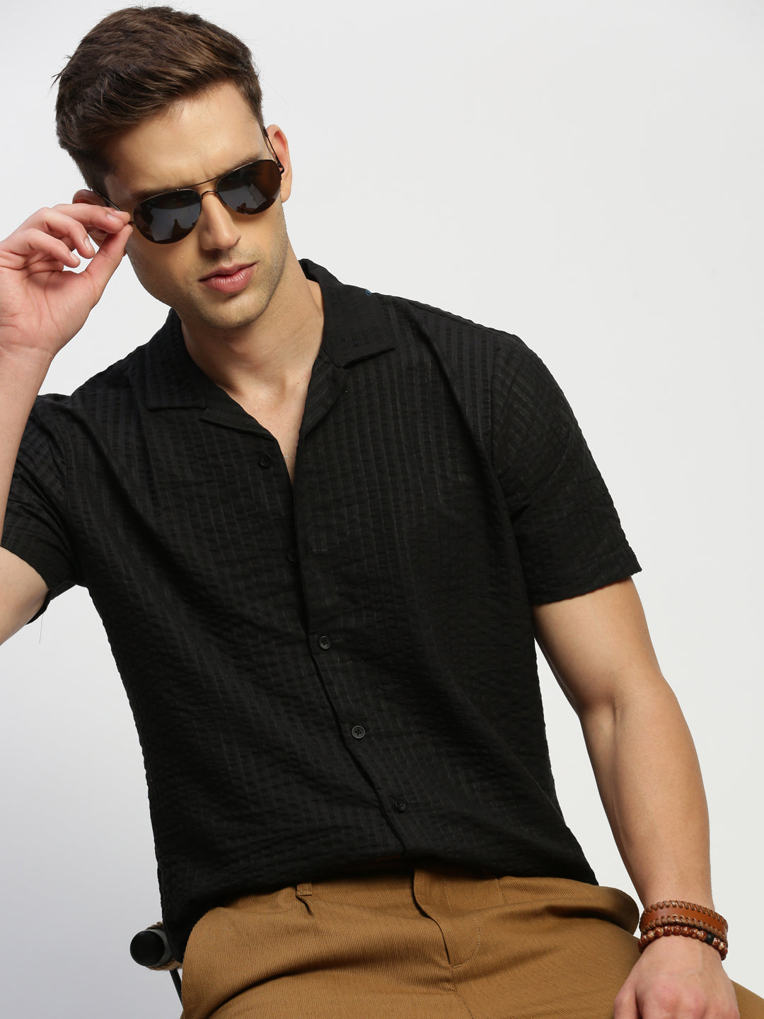 Men Black Solid Shirt