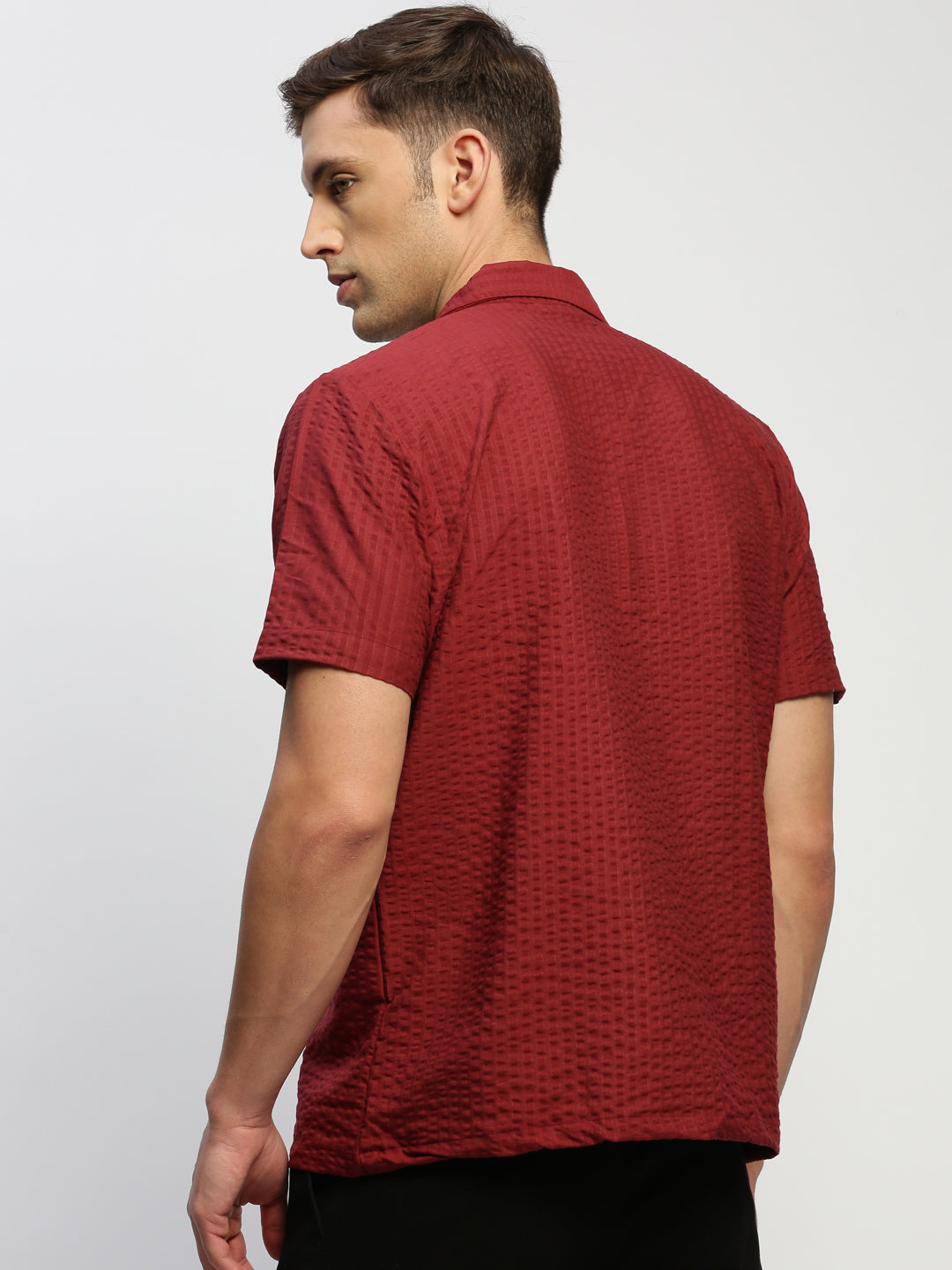 Men Maroon Solid Shirt