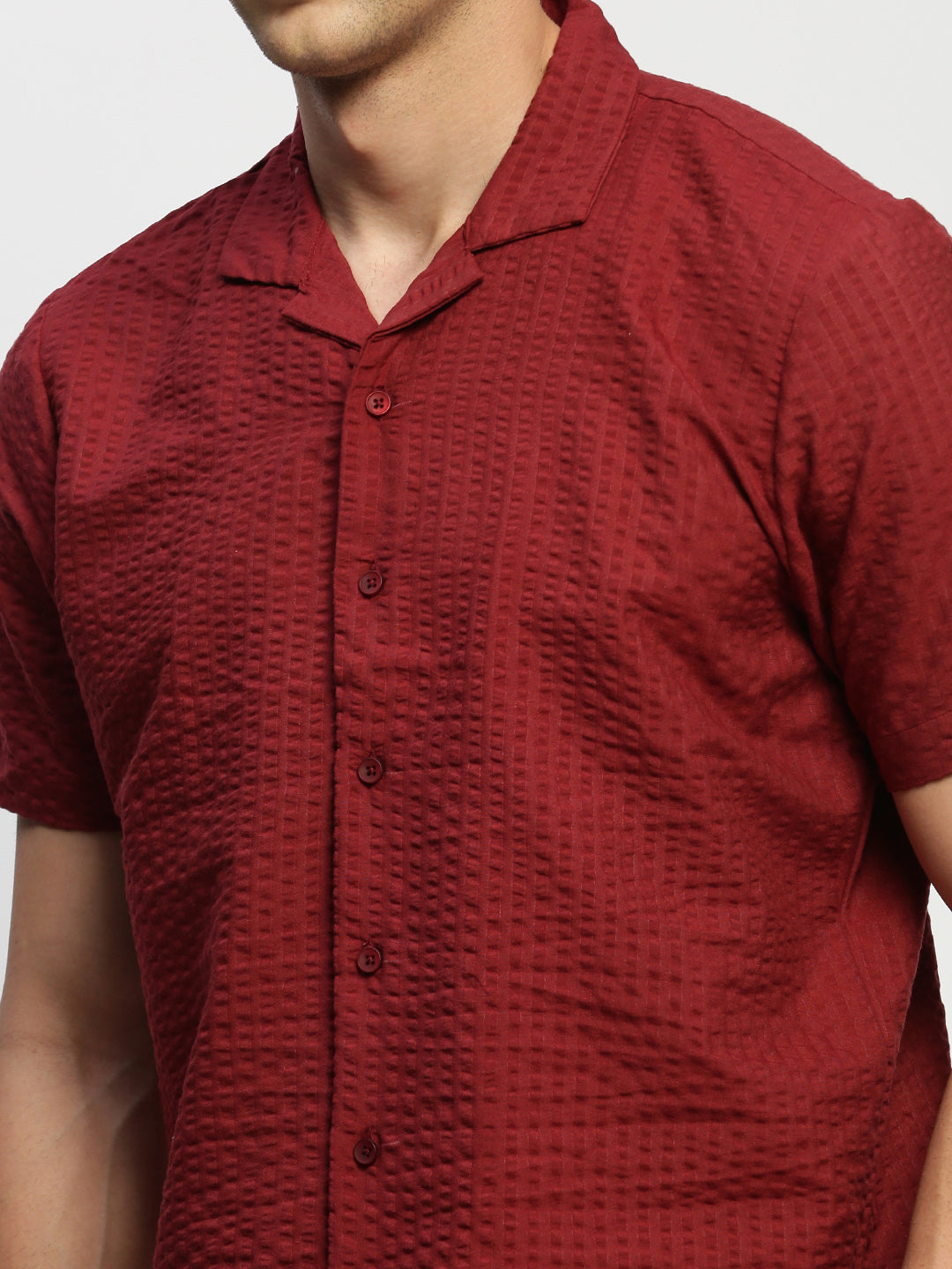 Men Maroon Solid Shirt