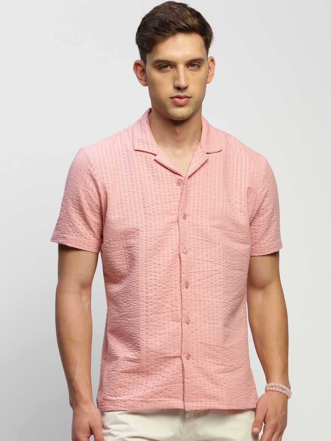 Men Peach Solid Shirt