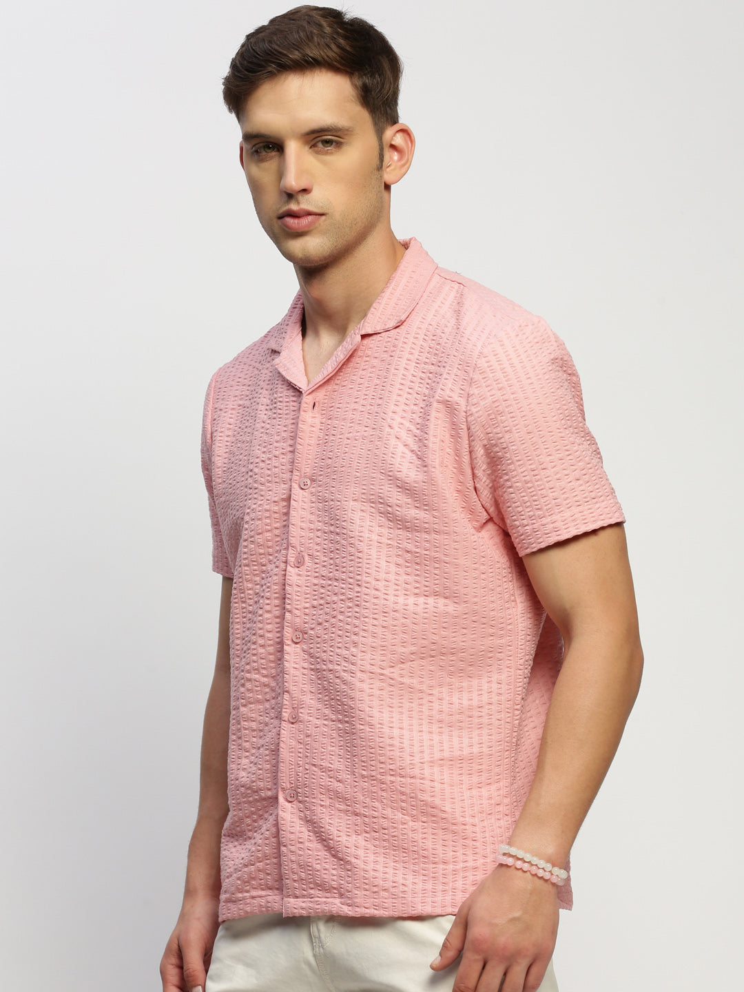 Men Peach Solid Shirt