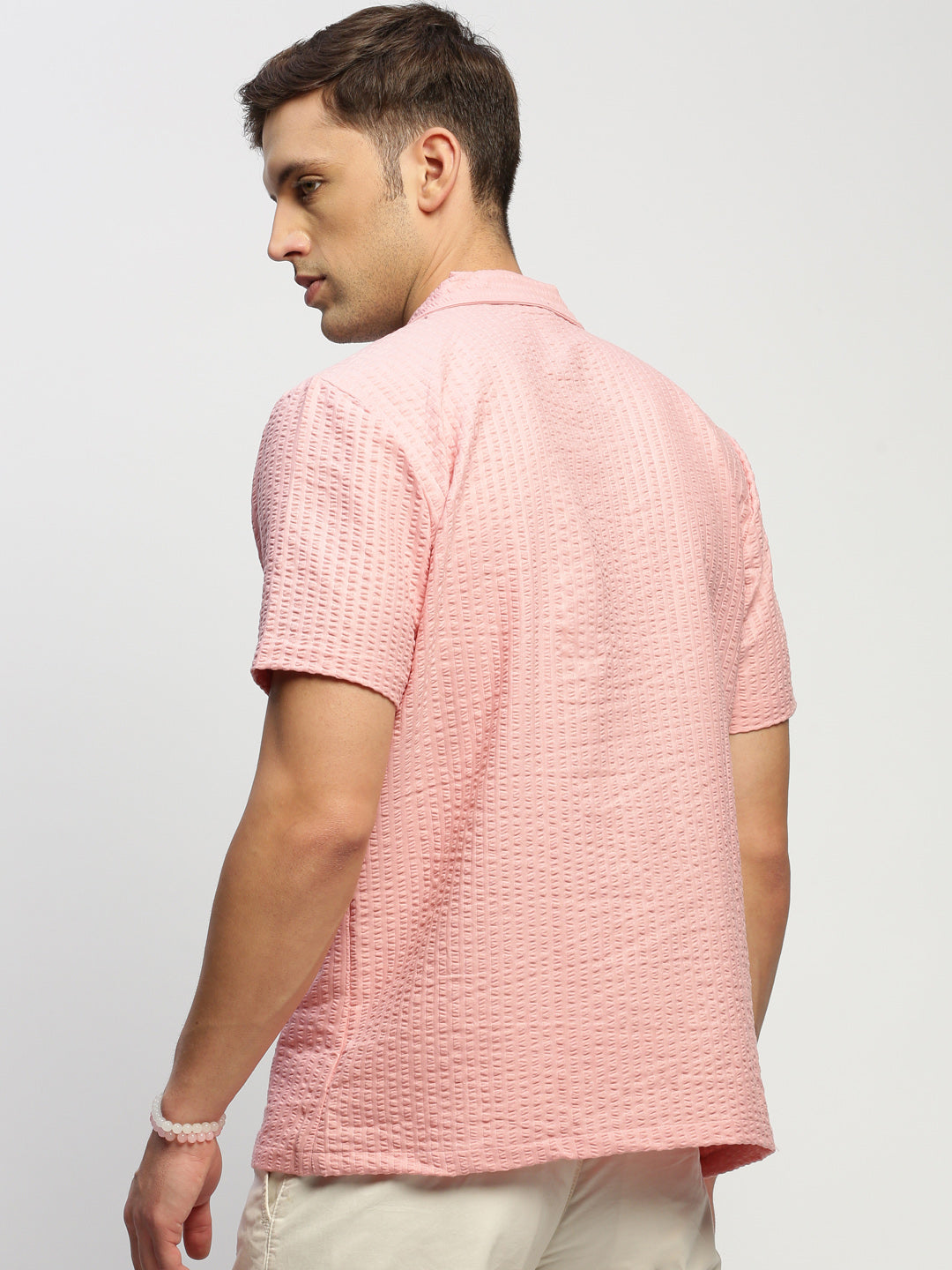 Men Peach Solid Shirt