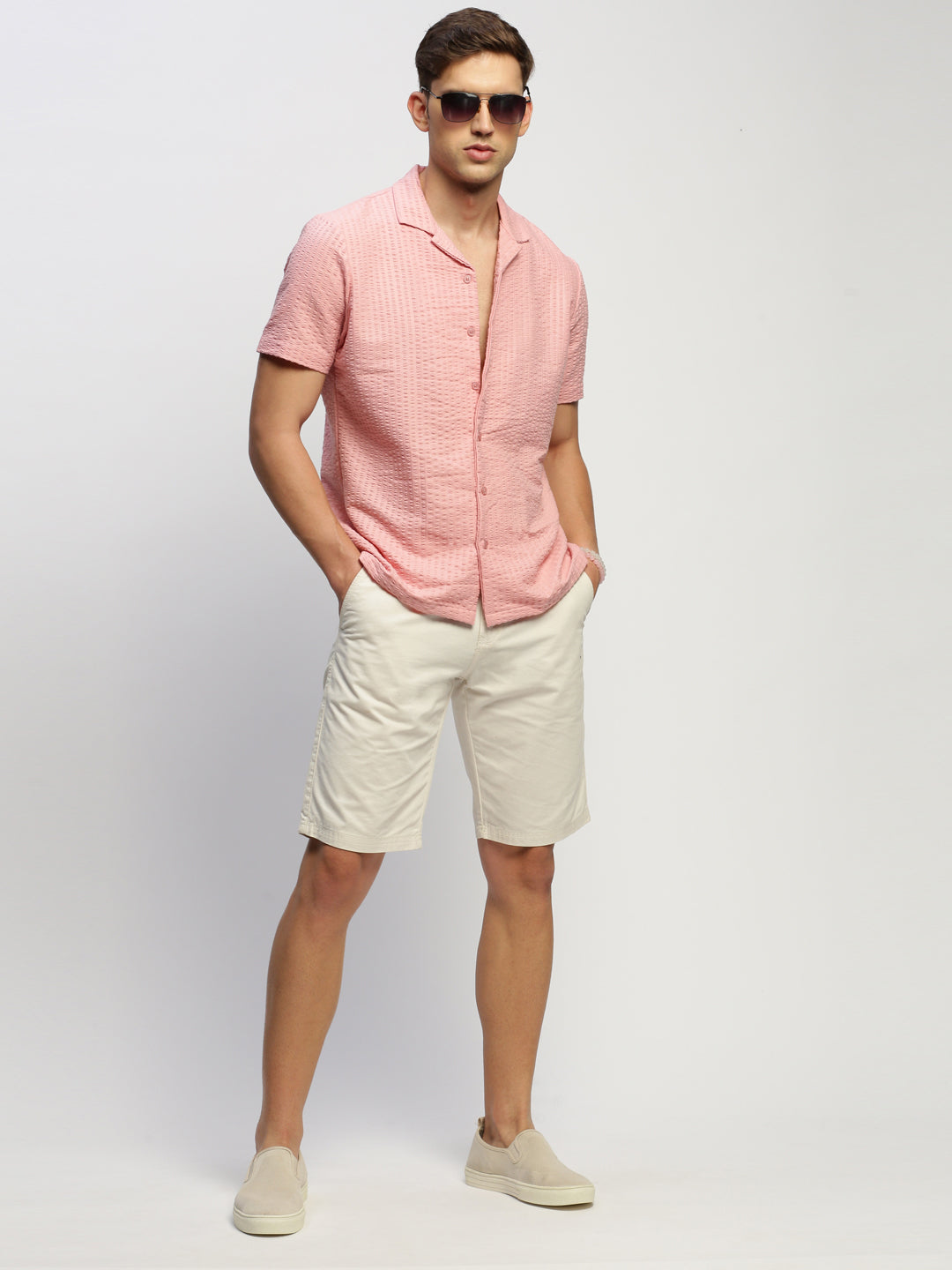 Men Peach Solid Shirt