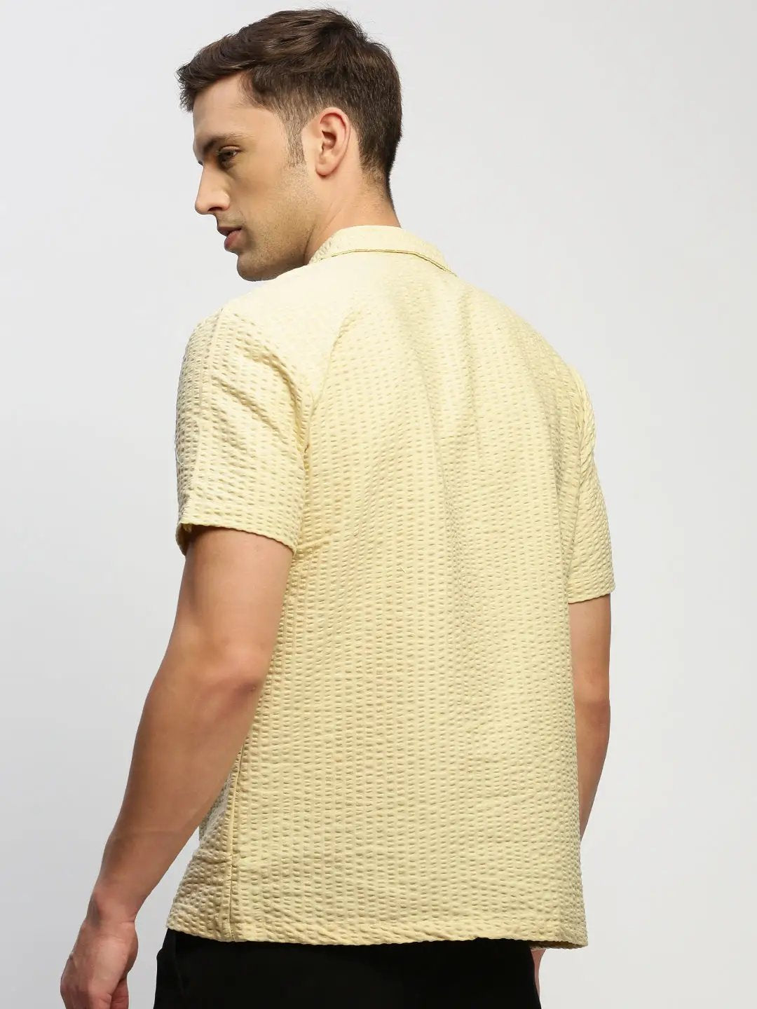 Men's Cream Solid Shirt