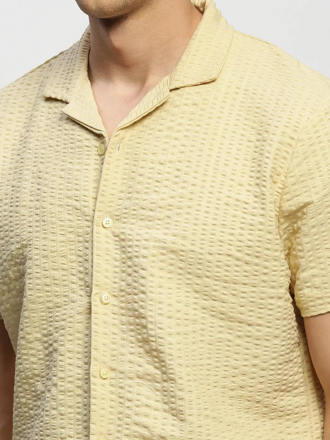 Men's Cream Solid Shirt