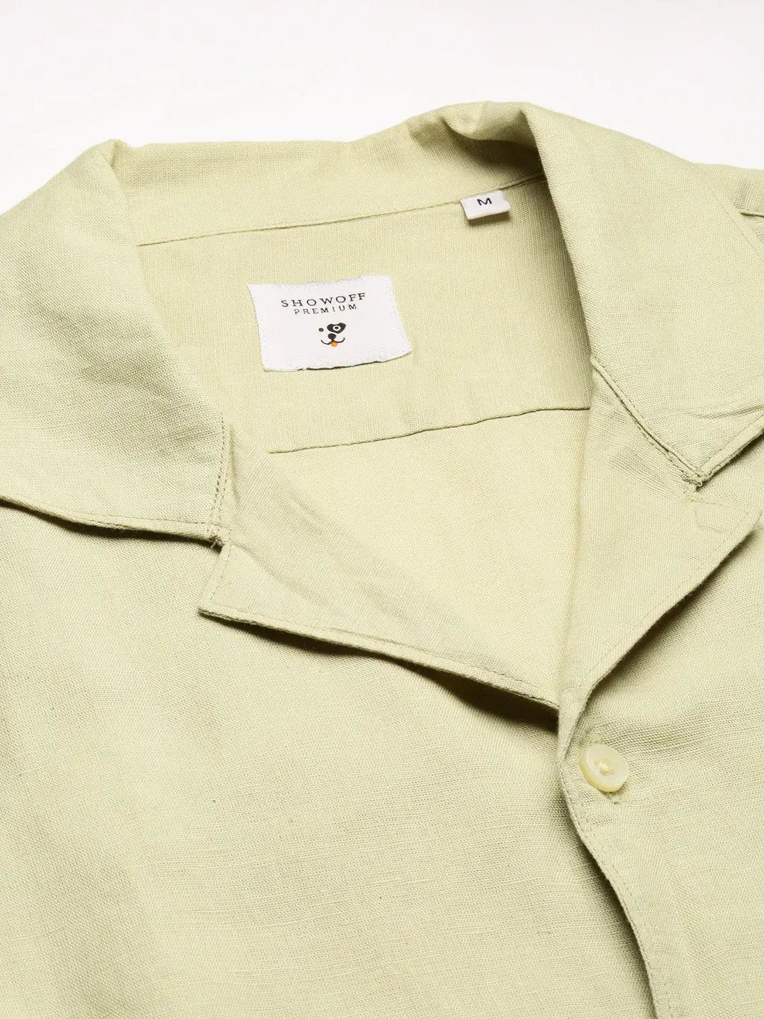Men's Cuban Collar Solid Green Casual Shirt - from SHOWOFFFF