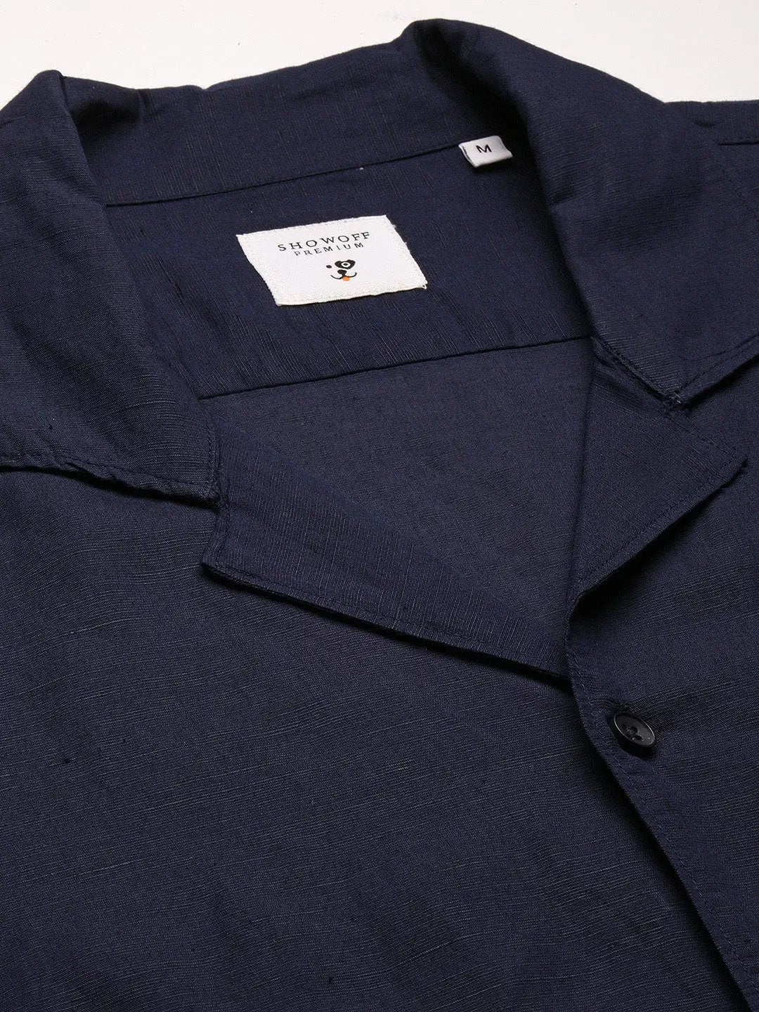 Men's Cuban Collar Solid Navy Blue Casual Shirt - from SHOWOFFFF