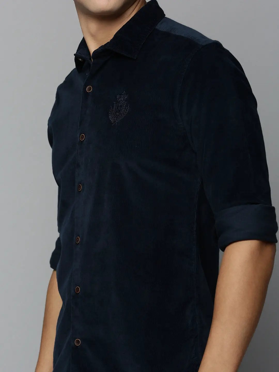 Men's Navy Solid Casual Shirt