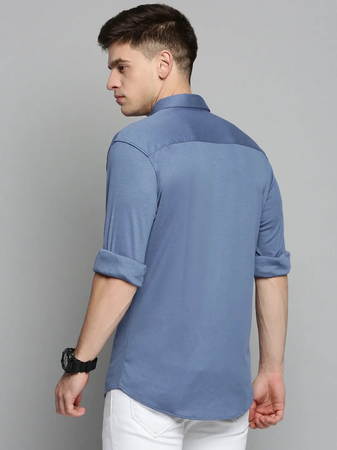 Men's Blue Comfort Slim Fit Casual Cotton Shirt