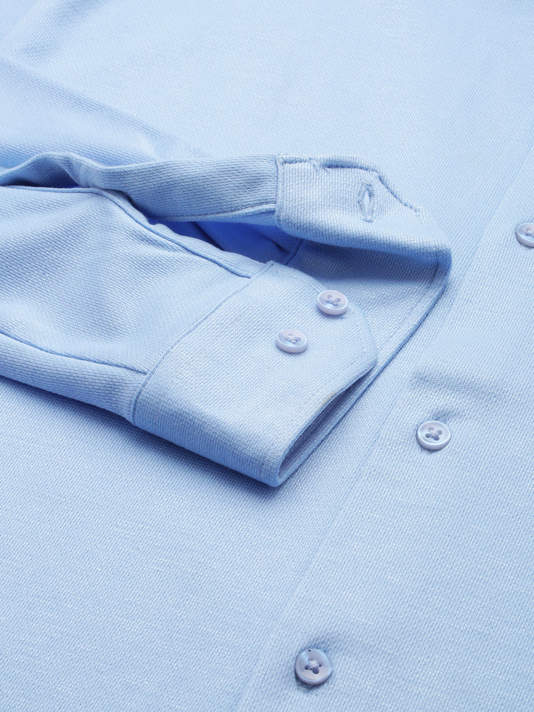 Men's Blue Comfort Slim Fit Knitted Casual Cotton Shirt