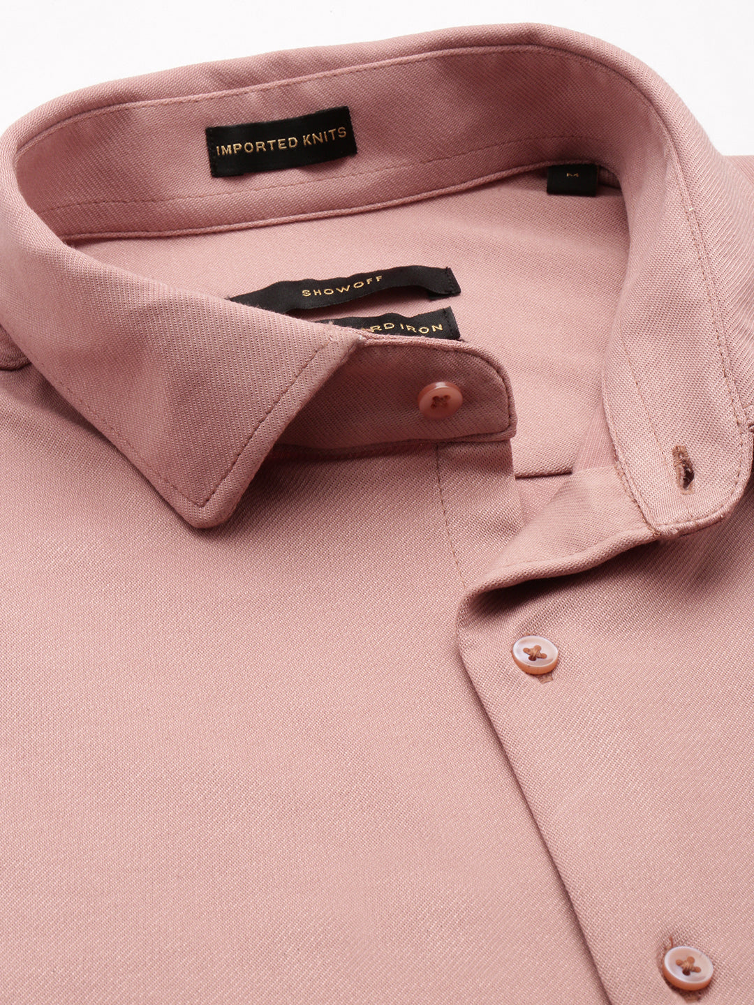 Men's Peach Comfort Slim Fit Cotton Knitted Casual Shirt