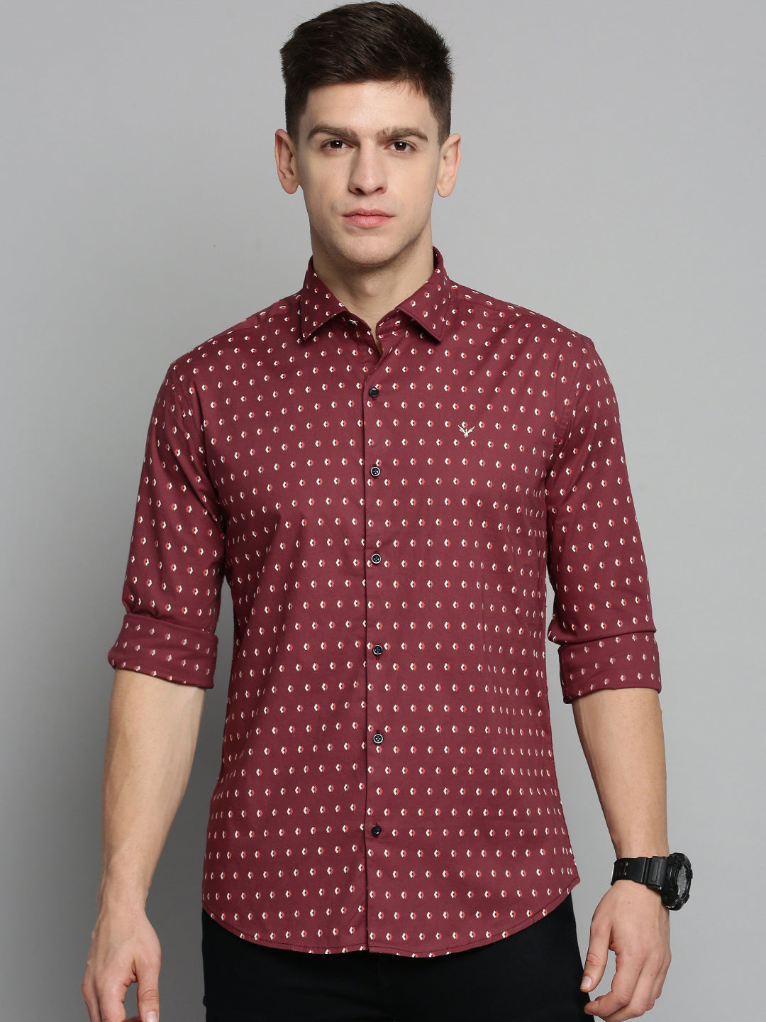 Men Red Printed Casual Shirt