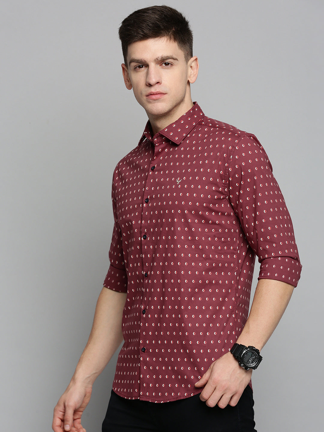 Men Red Printed Casual Shirt