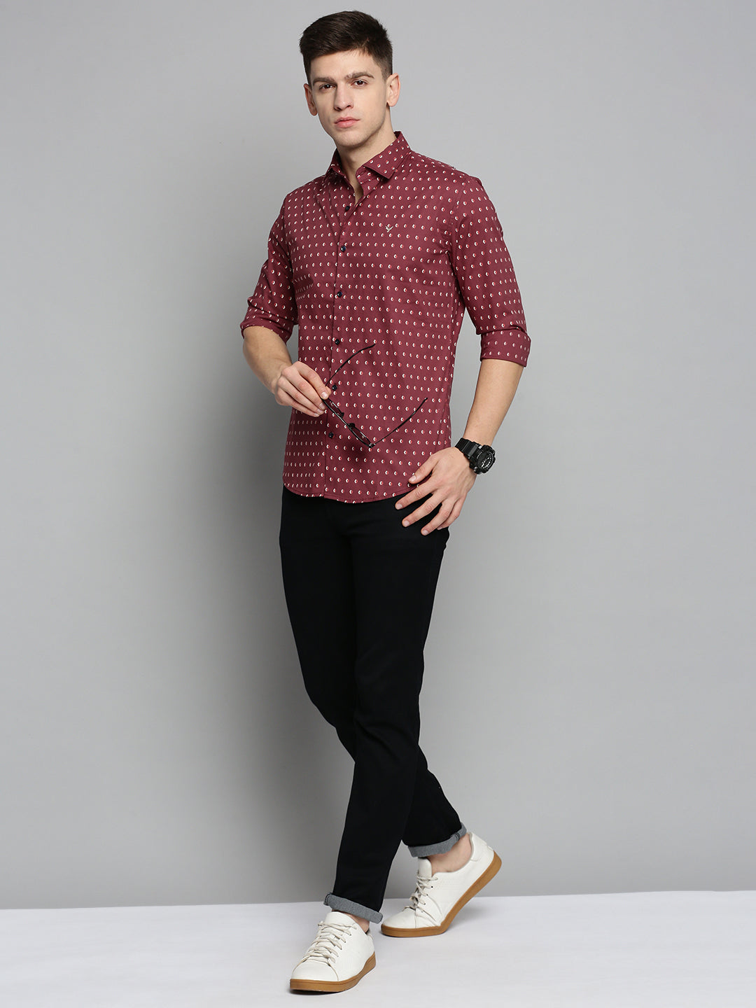 Men Red Printed Casual Shirt