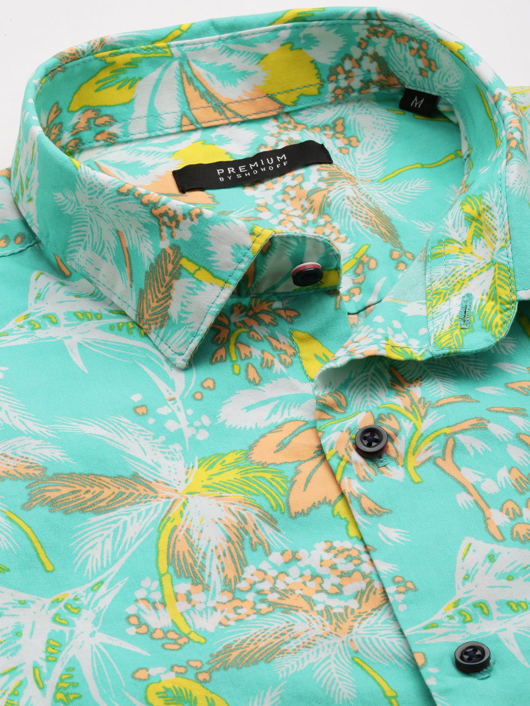 Men's Green Comfort Floral Printed Casual Cotton Shirt
