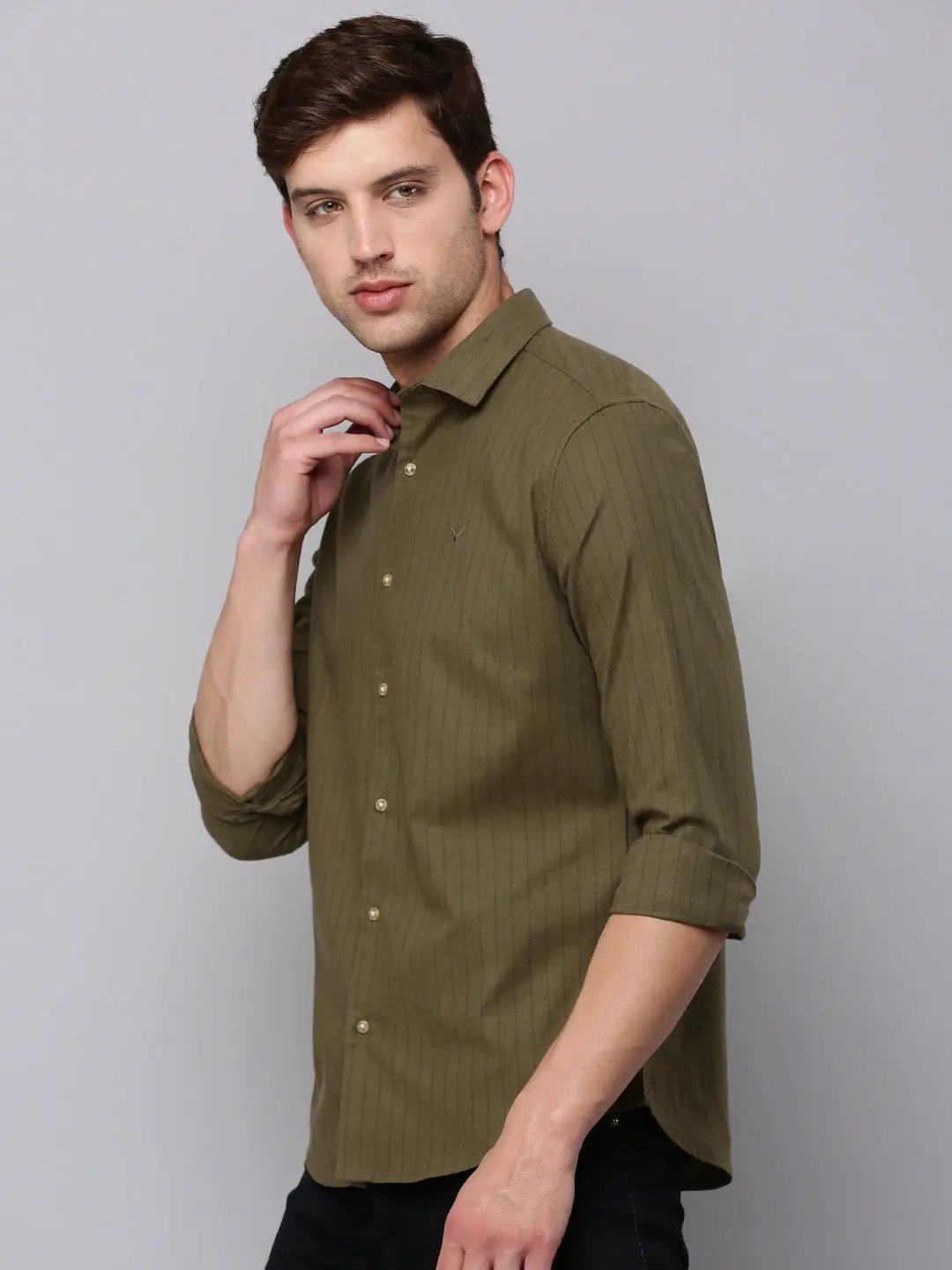 Men's Green Striped Casual Shirt