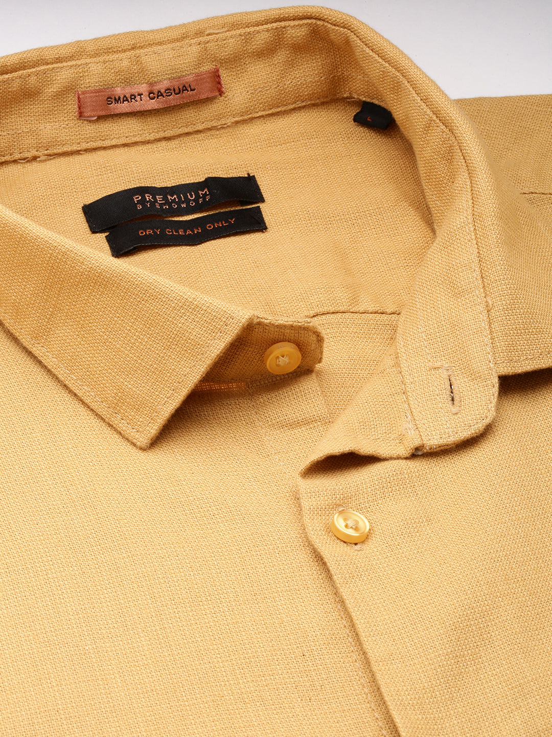 Men Khaki Solid Casual Shirt