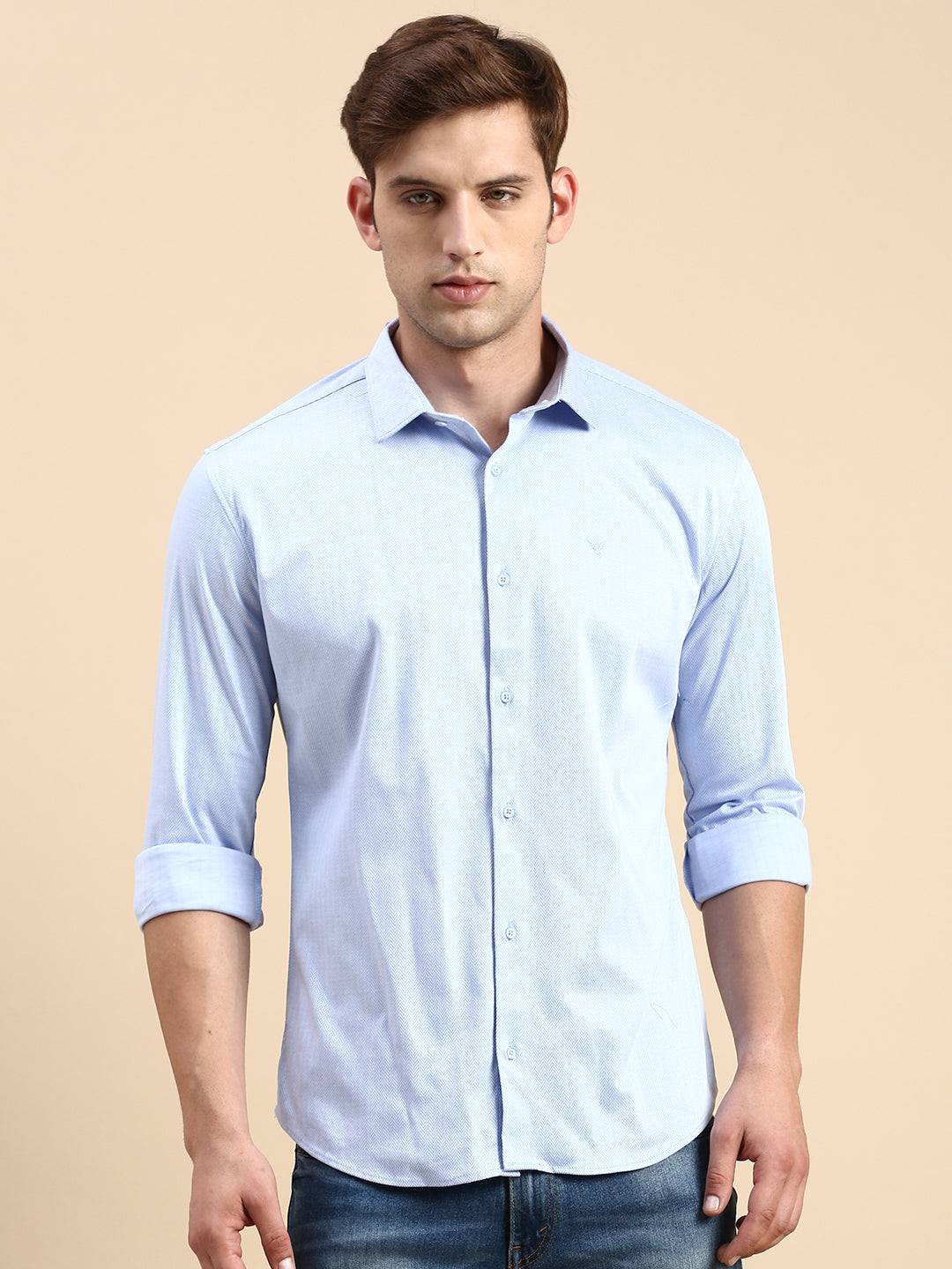 Men Blue Solid Casual Shirt