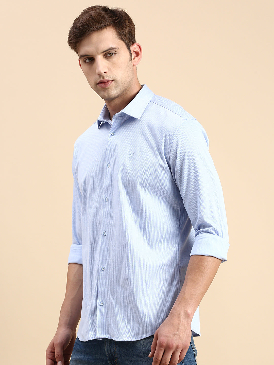 Men Blue Solid Casual Shirt