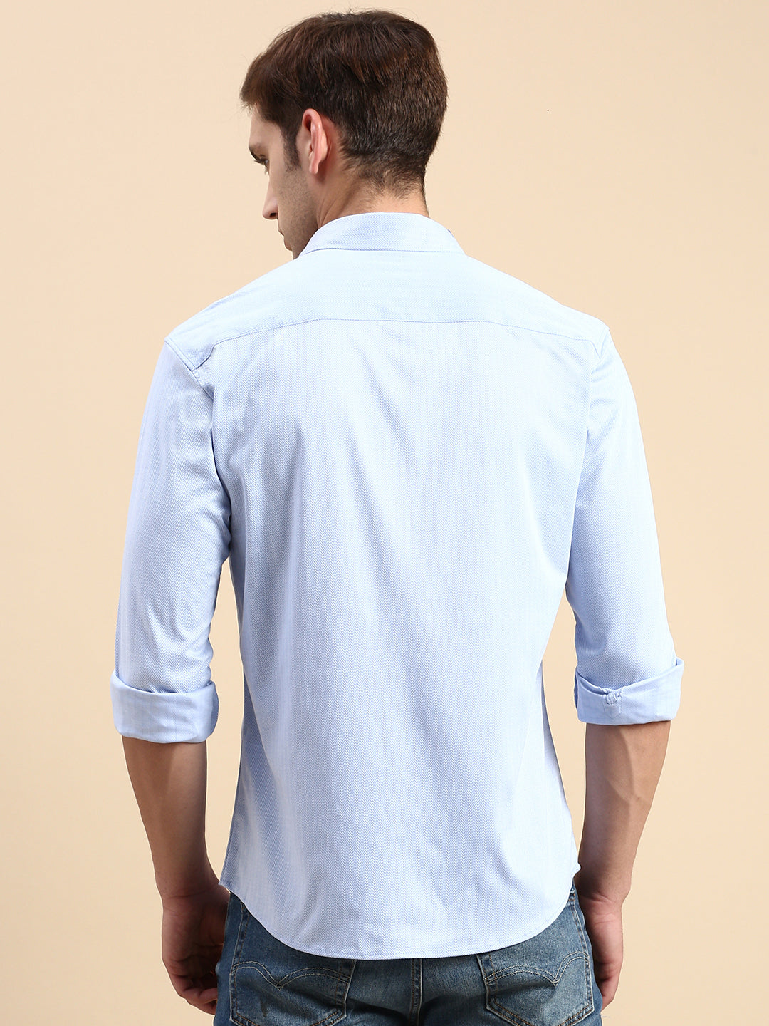 Men Blue Solid Casual Shirt