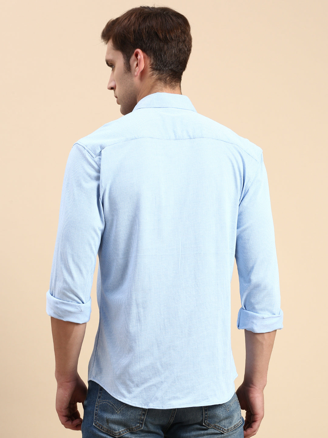 Men Blue Solid Casual Shirt