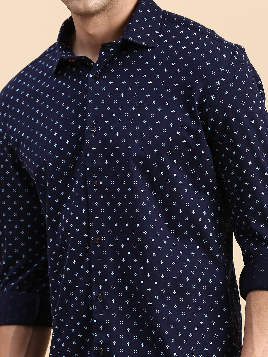 Men Navy Printed Casual Shirt