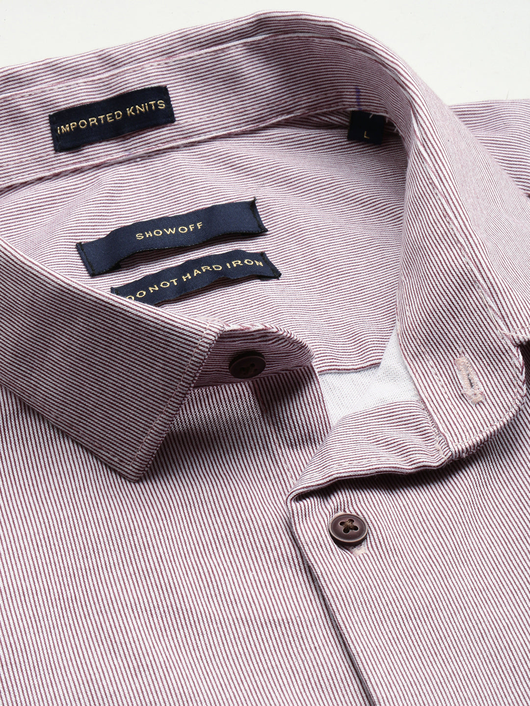 Men Mauve Striped Casual Shirt