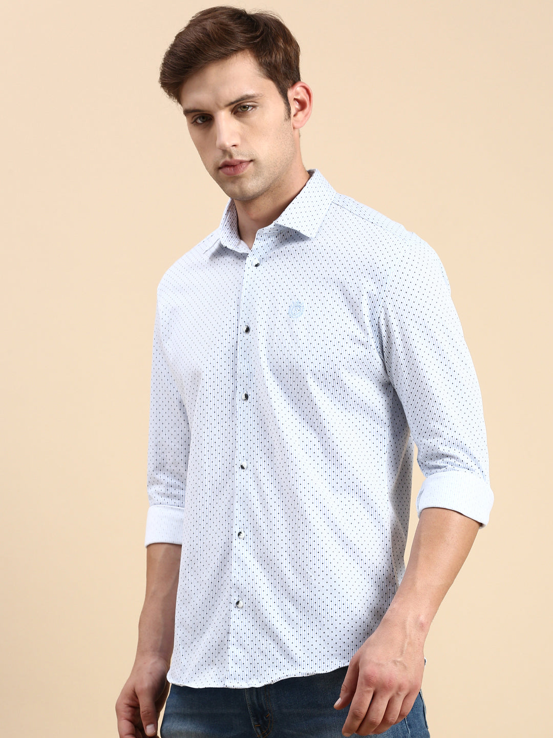 Men Blue Printed Casual Shirt