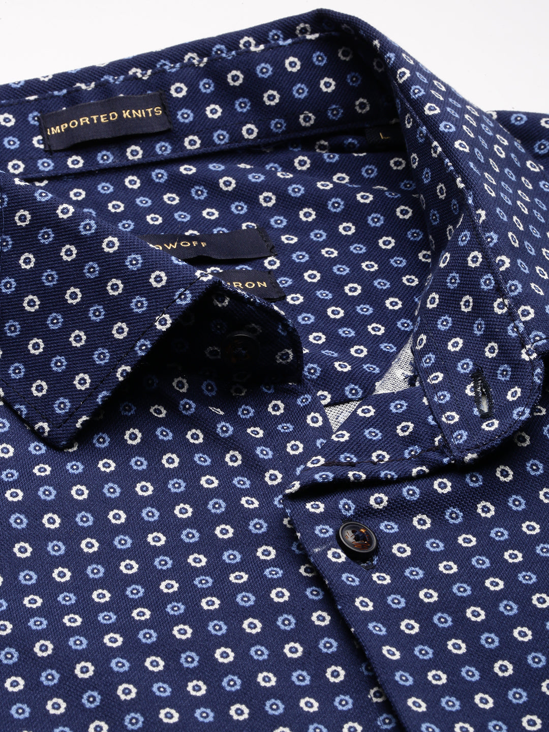 Men Navy Geometrical Casual Shirt