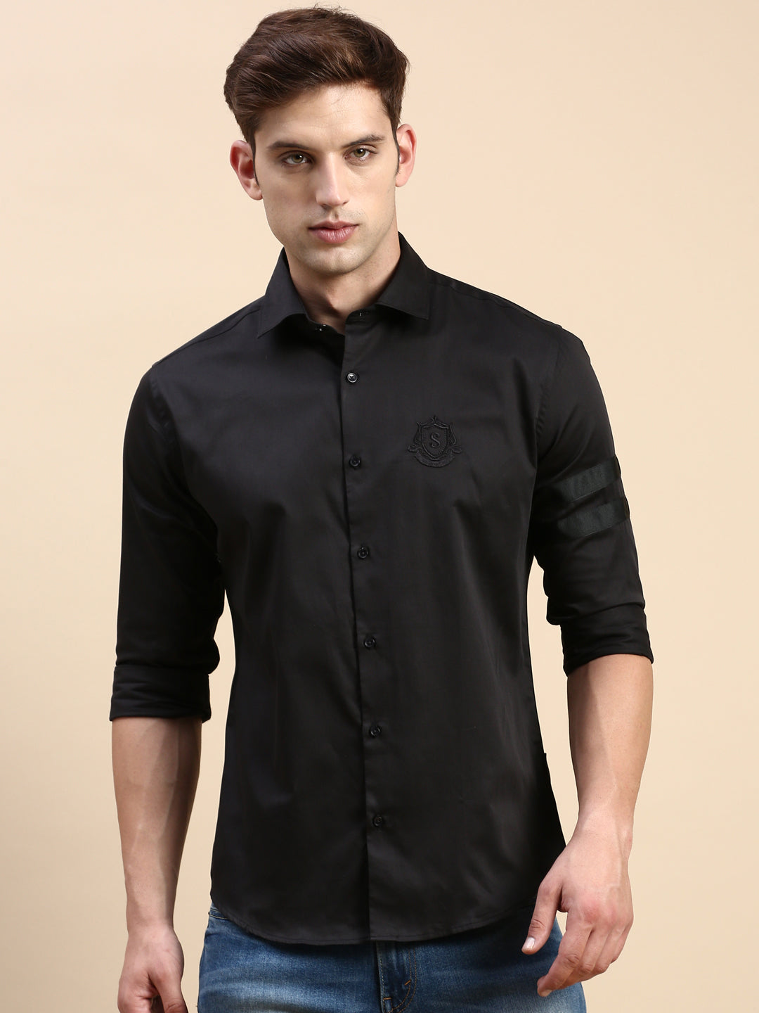 Men Black Solid Casual Shirt