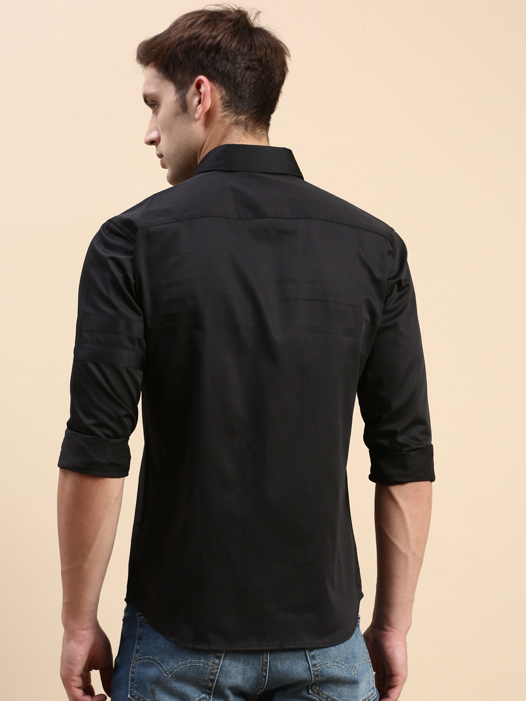 Men Black Solid Casual Shirt