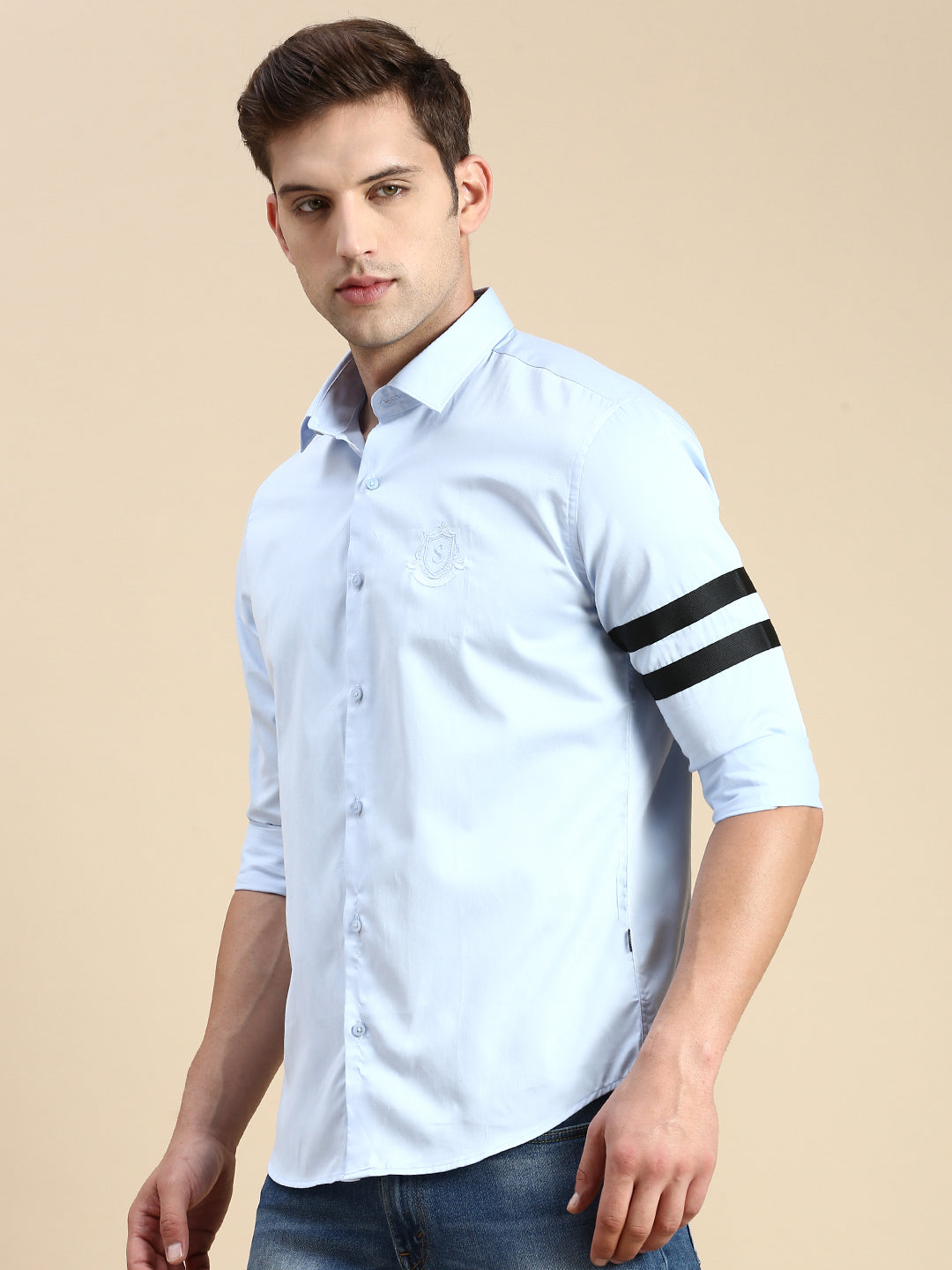 Men Blue Solid Casual Shirt