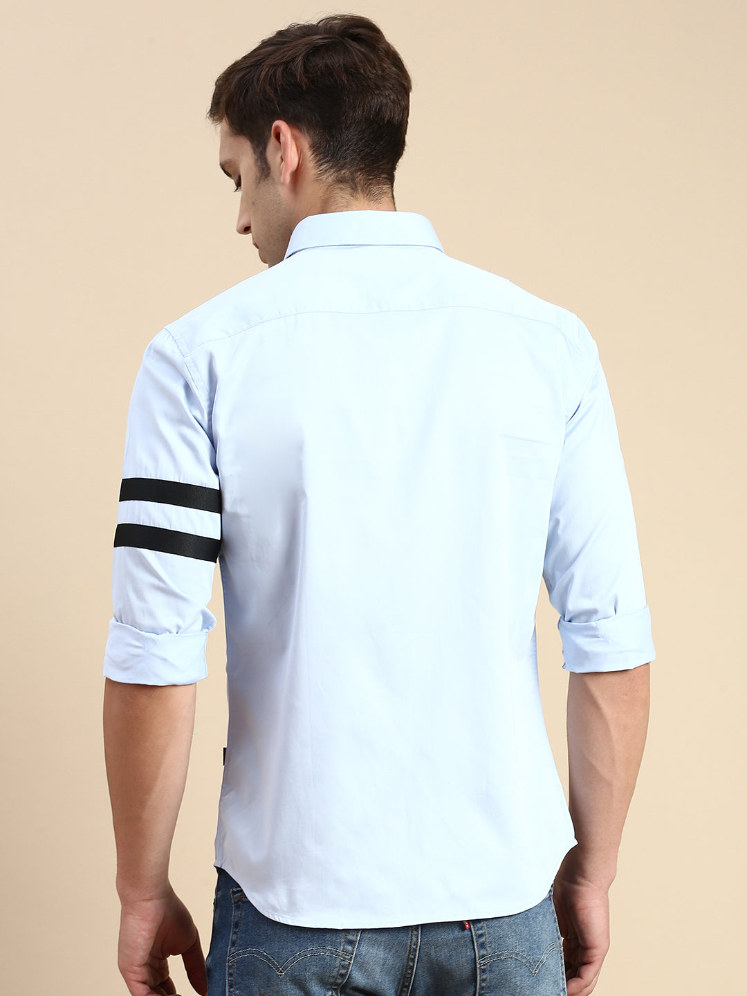 Men Blue Solid Casual Shirt