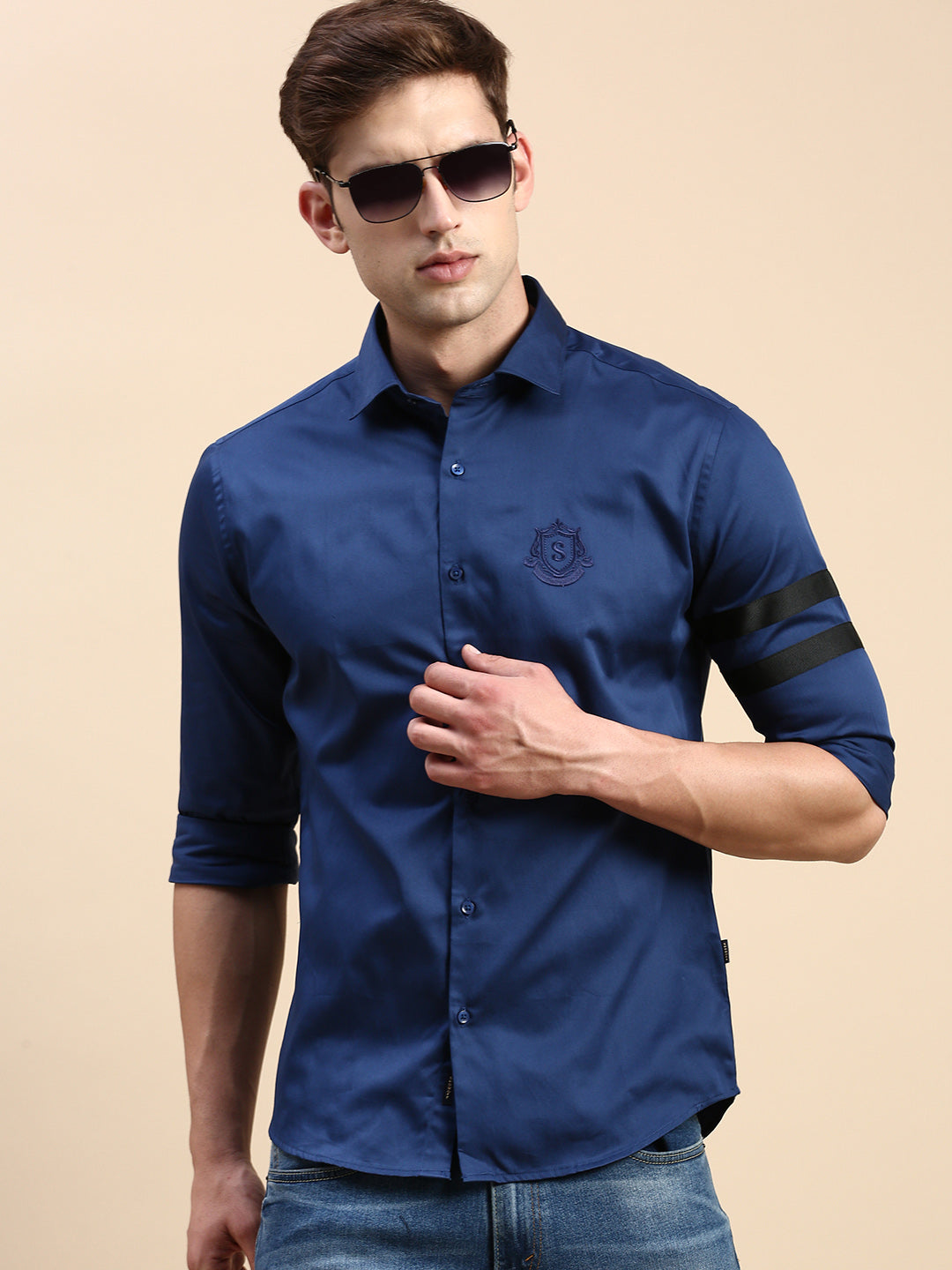 Men Teal Solid Casual Shirt