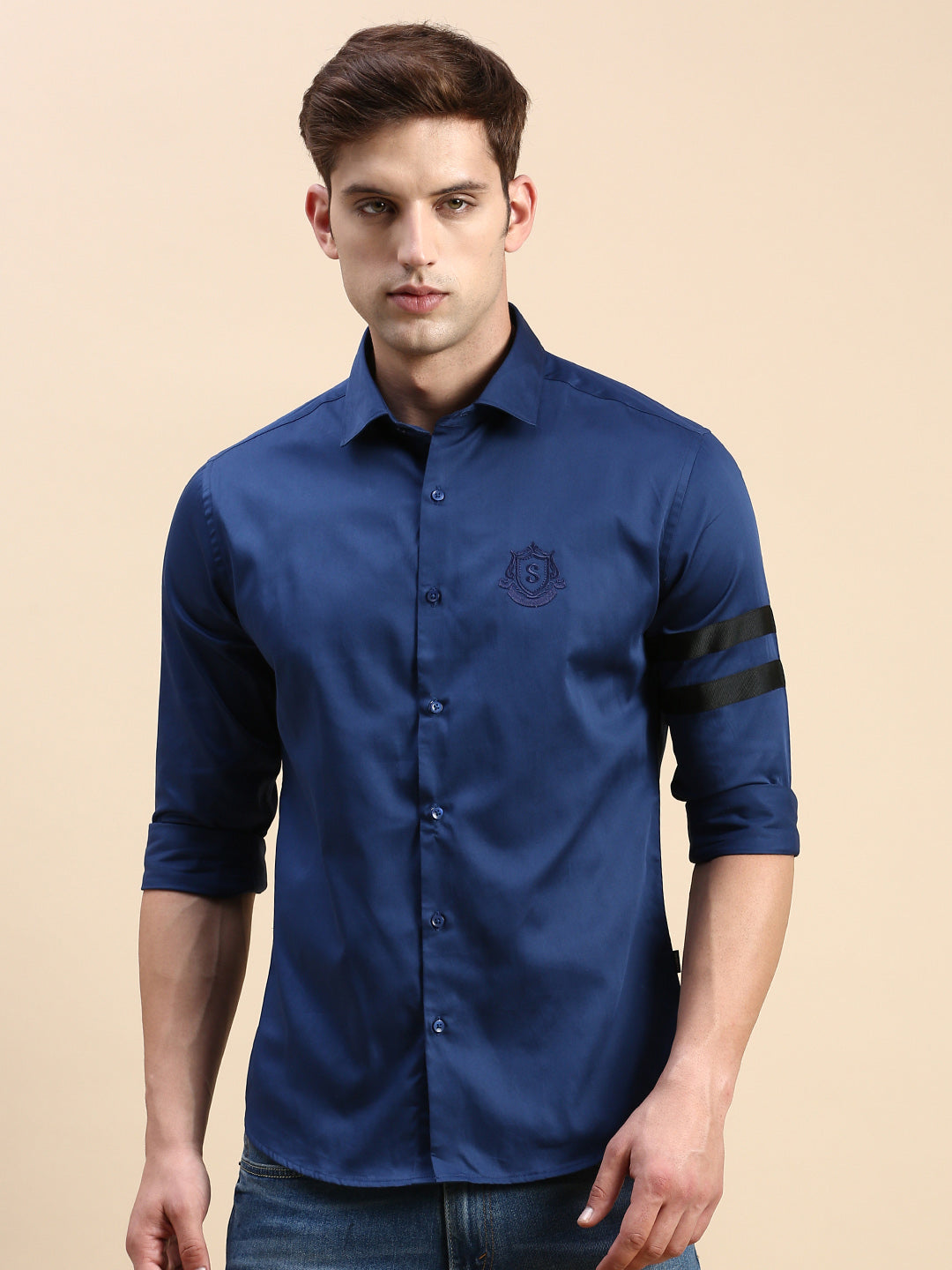 Men Teal Solid Casual Shirt