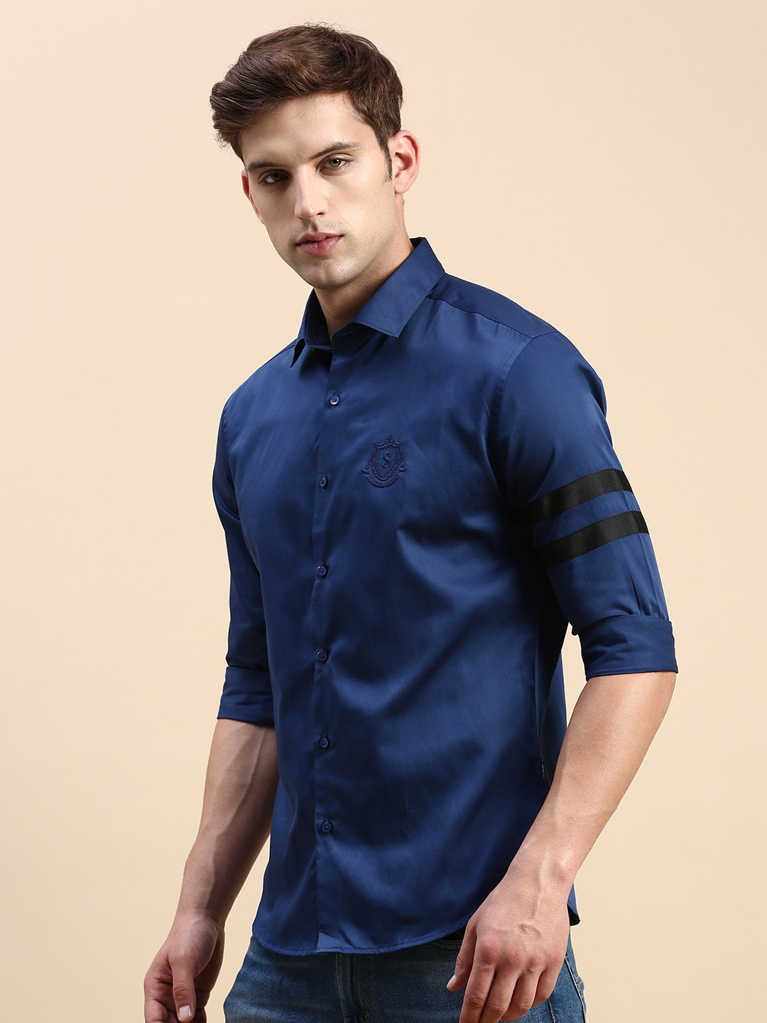 Men Teal Solid Casual Shirt